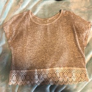 Grey shirt with white lace bottom